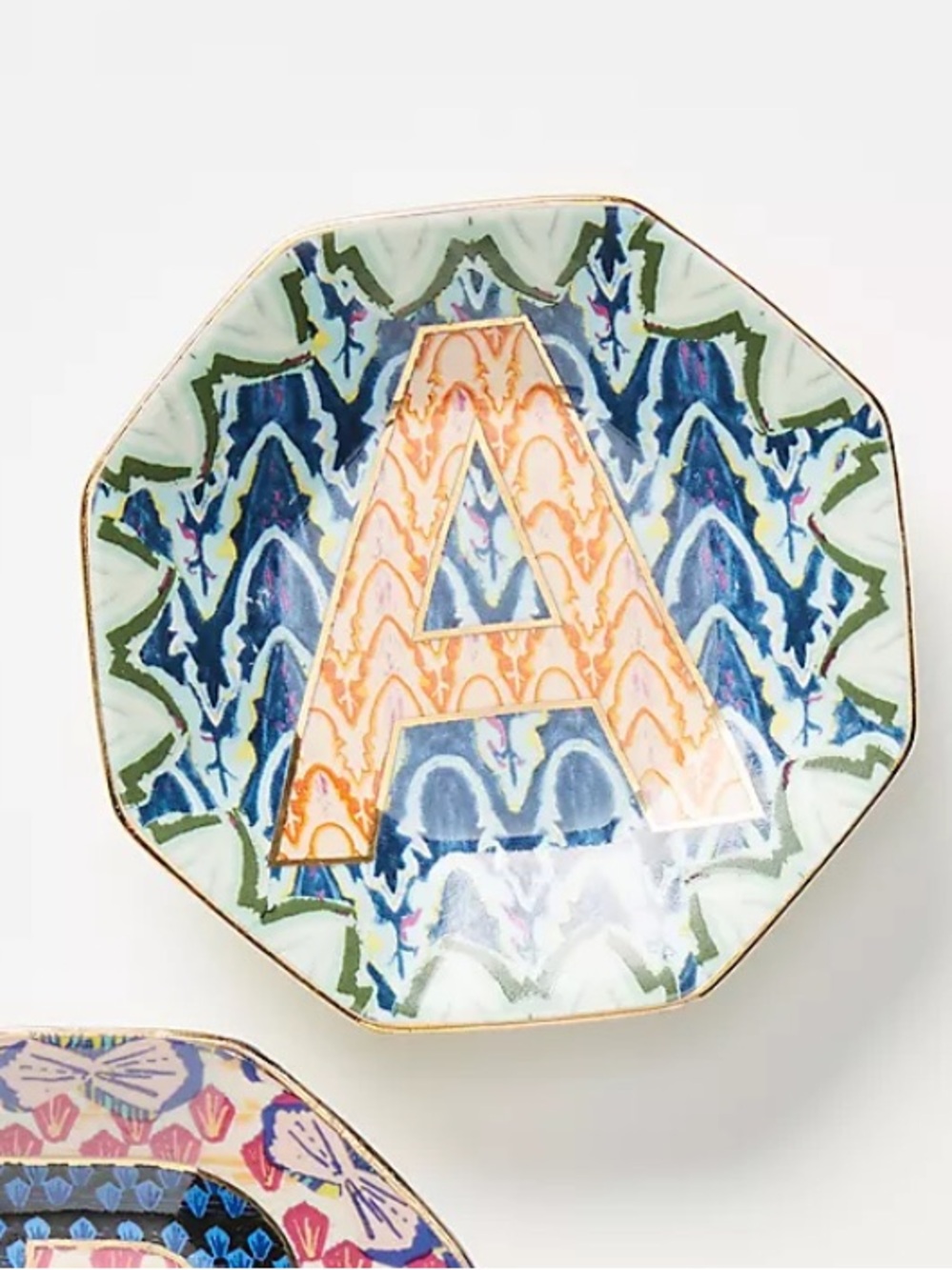 Anthropologie Chevron Monogram Trinket Dish, Letter A